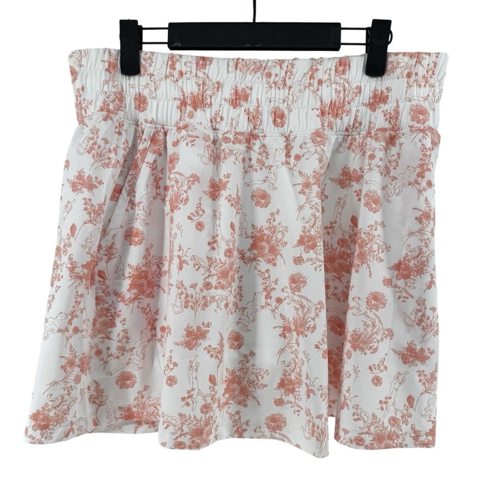 PUMA Womens 16" Sandy Printed Golf Skort Size Large Pink Fruit Pink Rose Pockets